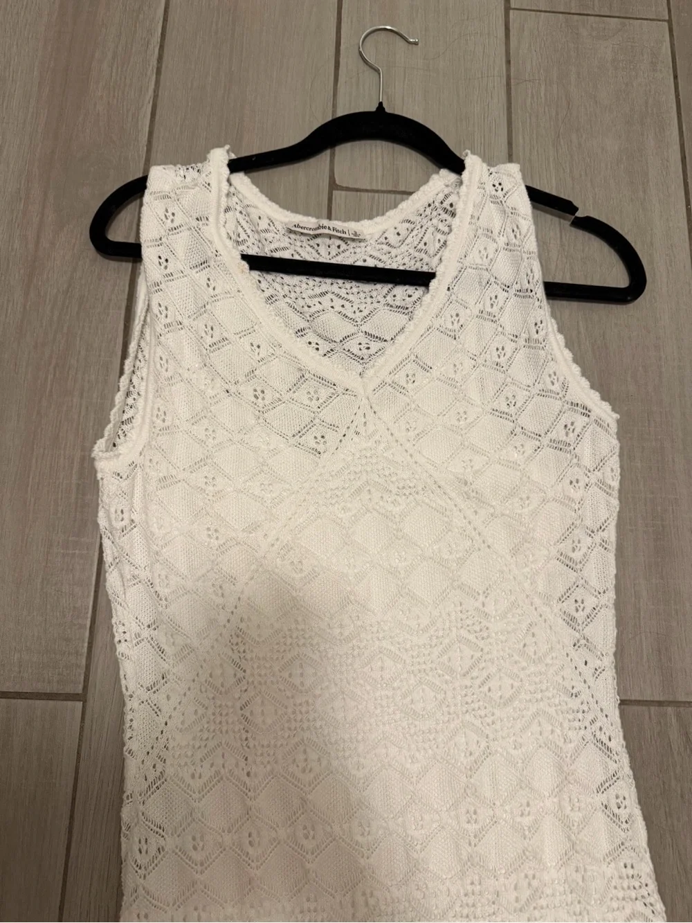 Abercrombie & Fitch White Lace Pointelle Maxi Dress